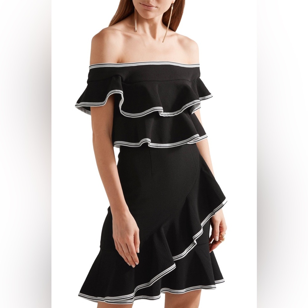 Rebecca Valance Off-the-Shoulser Ruffle Dress in Black